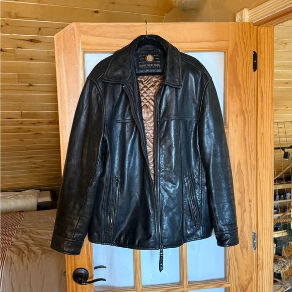Marc New York by Andrew Marc Leather Jacket – Black Quilted Lining Size XLT